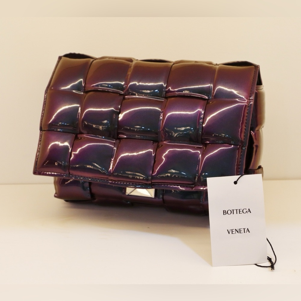 Bottega Veneta Padded Cassette crossbody bag in a holographic purple